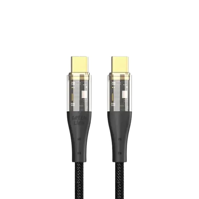 Green Lion Transparent Cable USB-C To USB-C Braided Black 1 Mascom International.webp